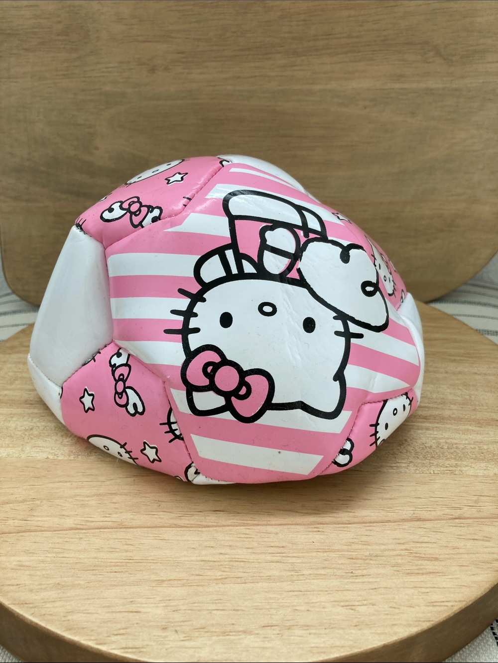 Hello Kitty Pink and White Striped Kids Soccer Ball 3+